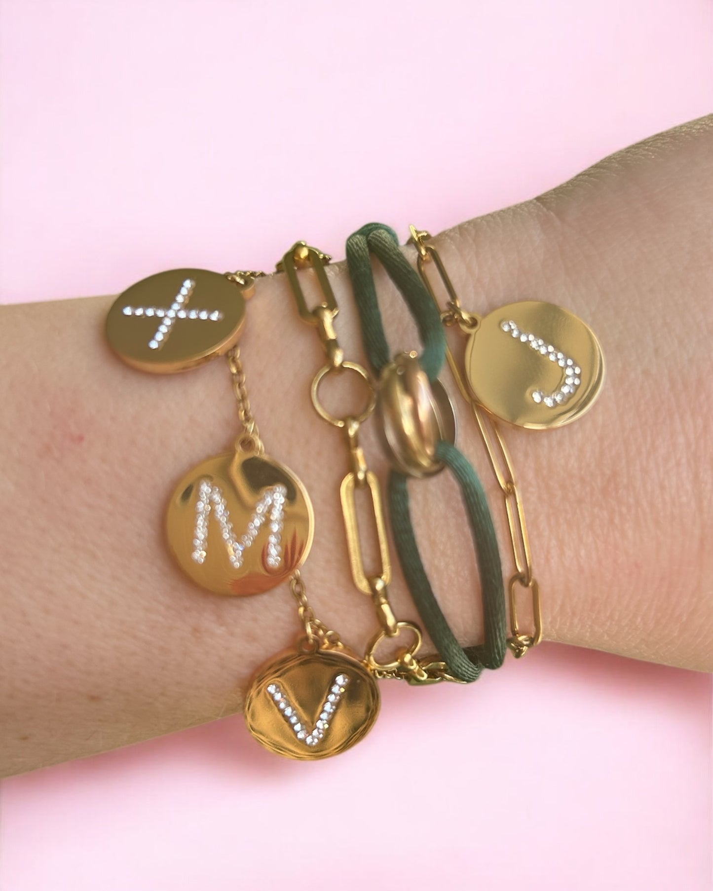 Stone Initial Coin armband