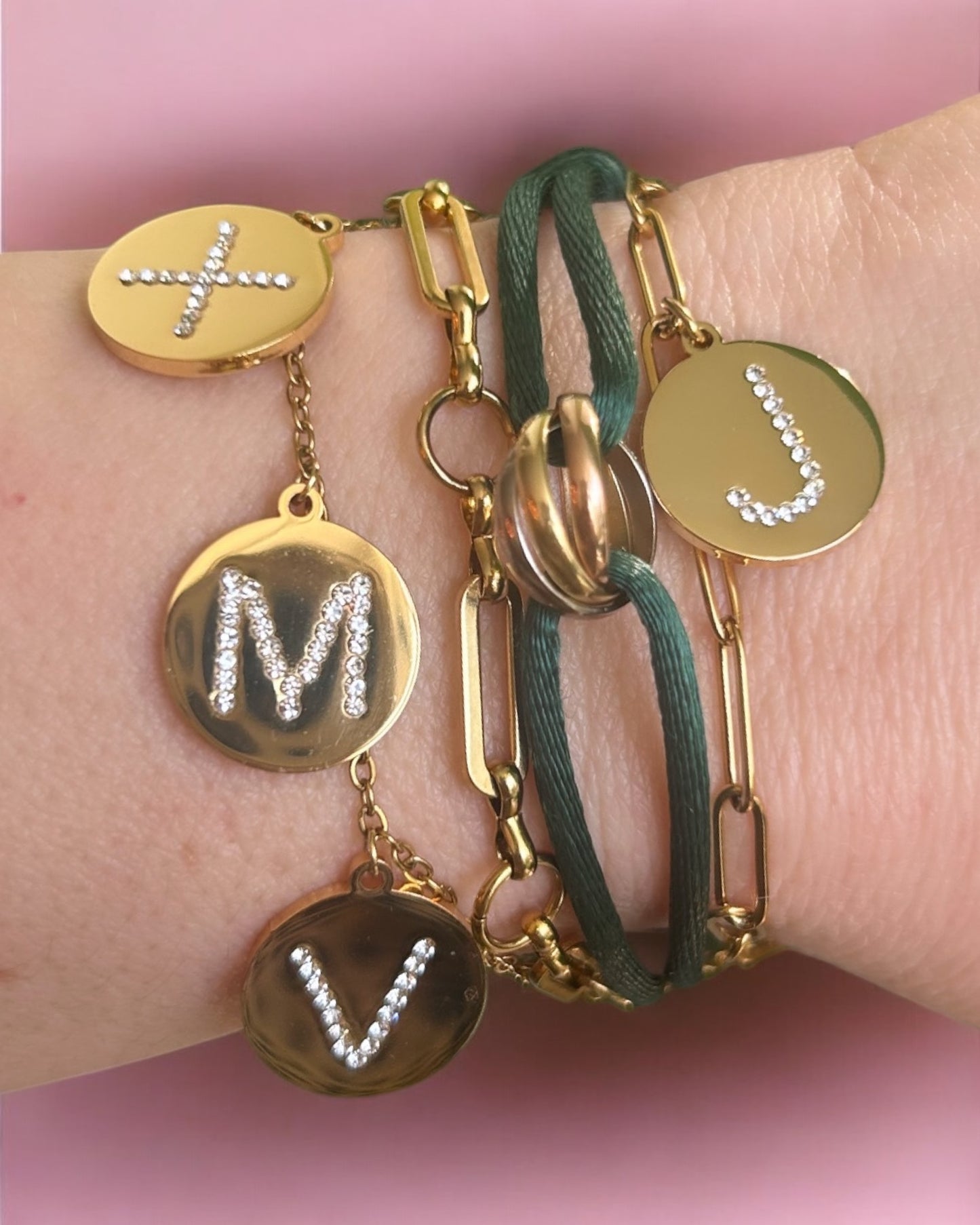 Stone Initial Coin armband