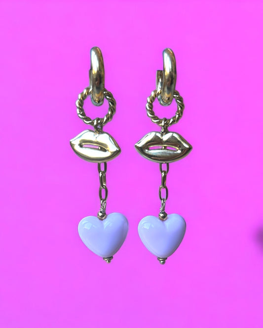 Oorbel Heart Lip Pink