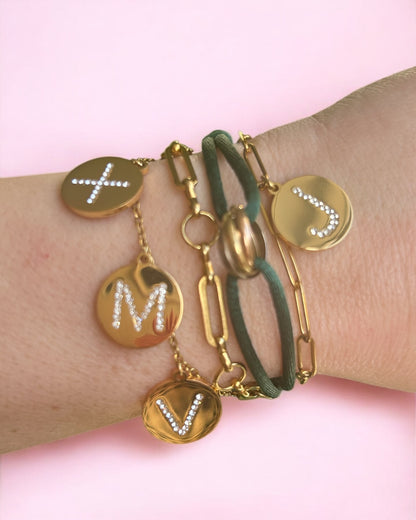 Stone Initial Coin armband