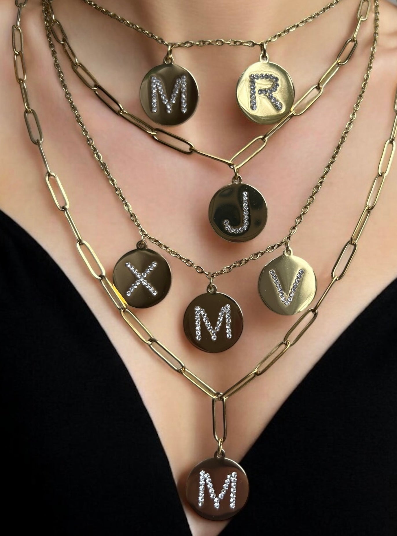 Stone Initial Coin ketting