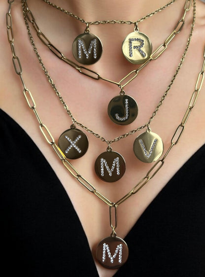 Stone Initial Coin ketting
