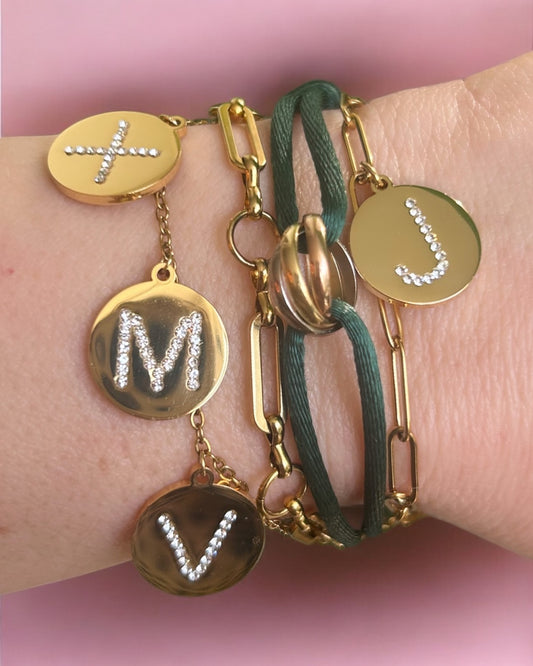 Stone Initial Coin armband