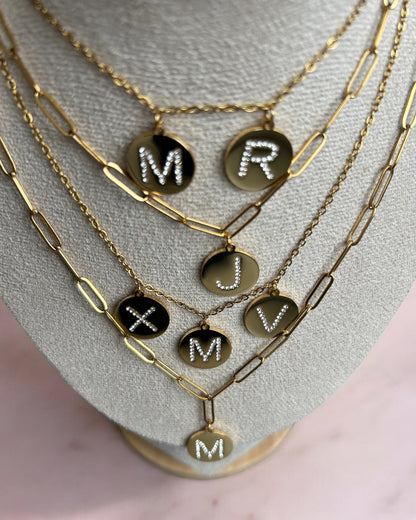 Stone Initial Coin ketting