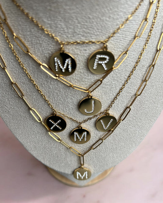 Stone Initial Coin ketting