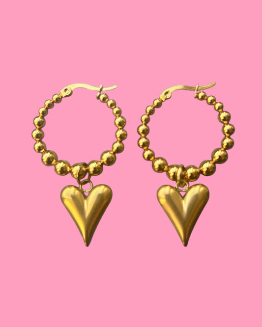 Oorbel Bubble hoop hart